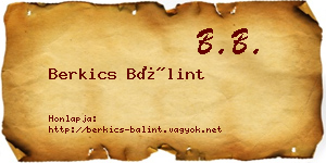 Berkics Bálint névjegykártya